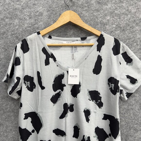 Haute Edition Women's Pullover T-Shirt, V Neck, Black Gray, Size L, NEW - Picture 2 of 11